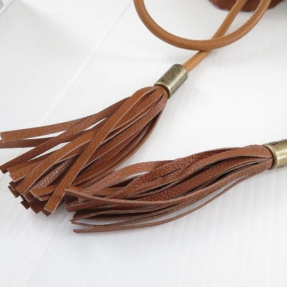 Dolce & Gabbana D&G Belt Fringe Leather Brown Japan [Used]