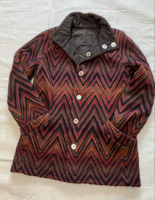 Missoni Women L Size Reversible Coat Wool Mohair Blend Orange Tag Luxury Elegant