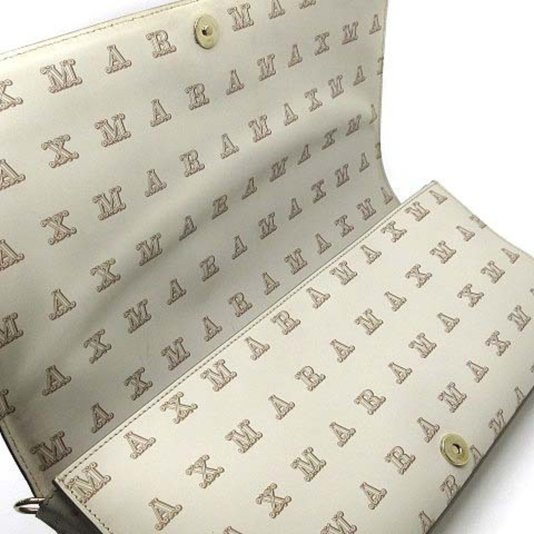 Max Mara Gram Monogram Leather 3-Way Shoulder Waist Bag Beige Women Authentic