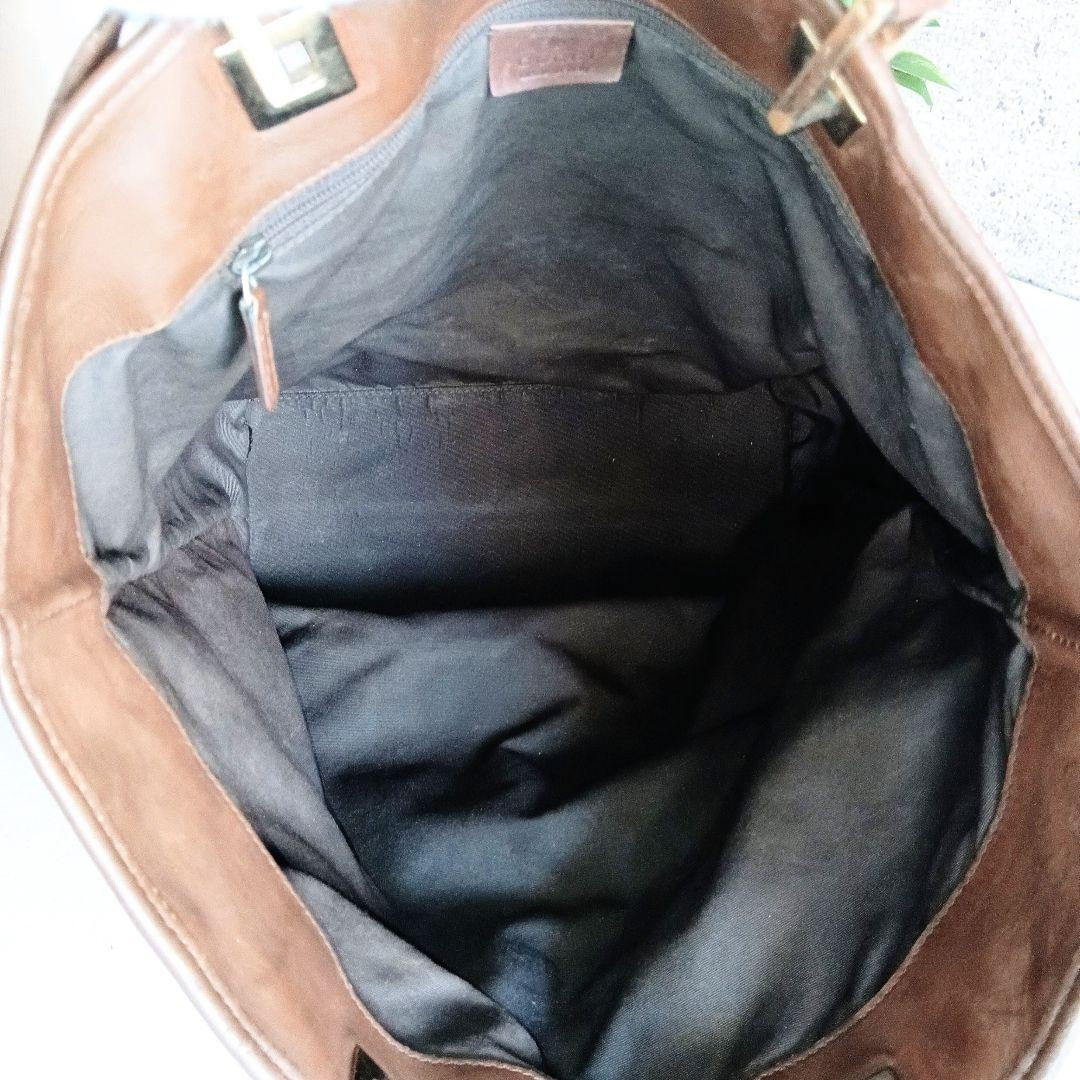GUCCI GG Tote Shoulder Bag Leather Canvas Brown Beige Gold Hardware From Japan