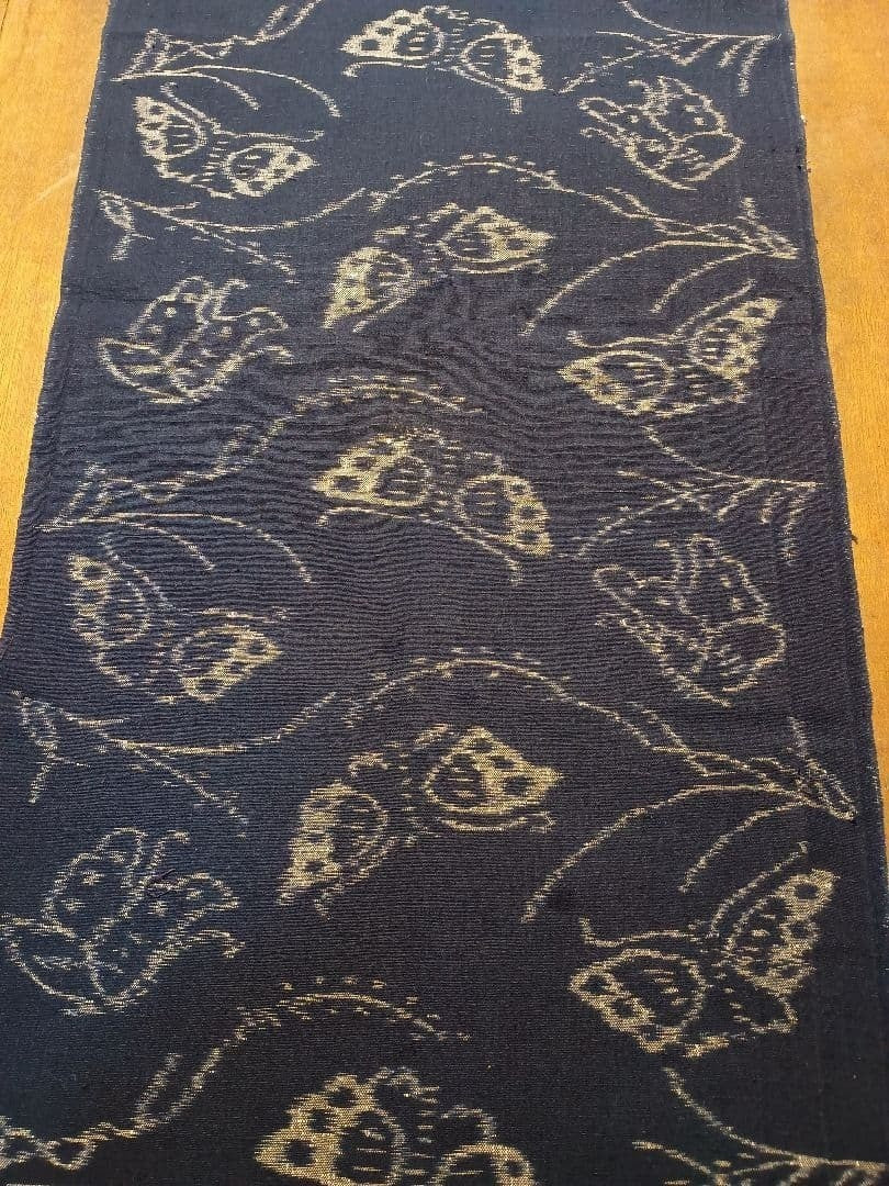 Indigo Cotton Ikat Butterfly Handwoven Shibori Textile Vintage Rare Edition