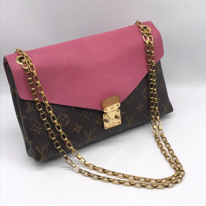 Louis Vuitton Monogram Pallas Chain Shoulder Bag Rose Brown Womens Authentic