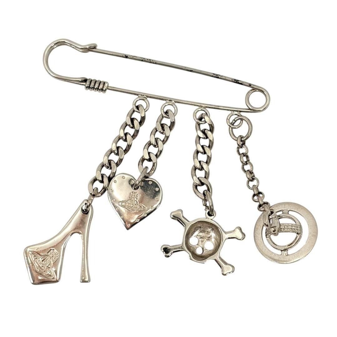 VIVIENNE WESTWOOD Silver Orb Safety Pin Brooch Rare Designer Charm