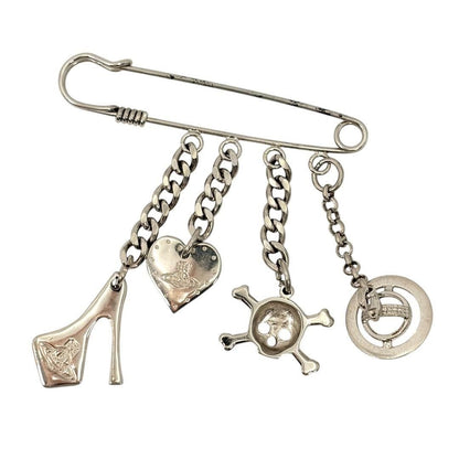 VIVIENNE WESTWOOD Silver Orb Safety Pin Brooch Rare Designer Charm