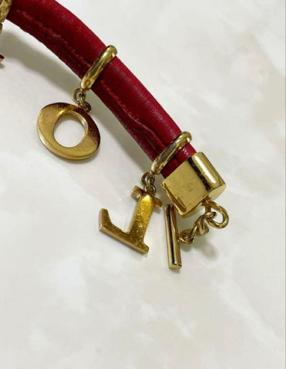 Loewe Women Accessory Loeve Bracelet Bangle Leather Red Logo Limited Edition VHT