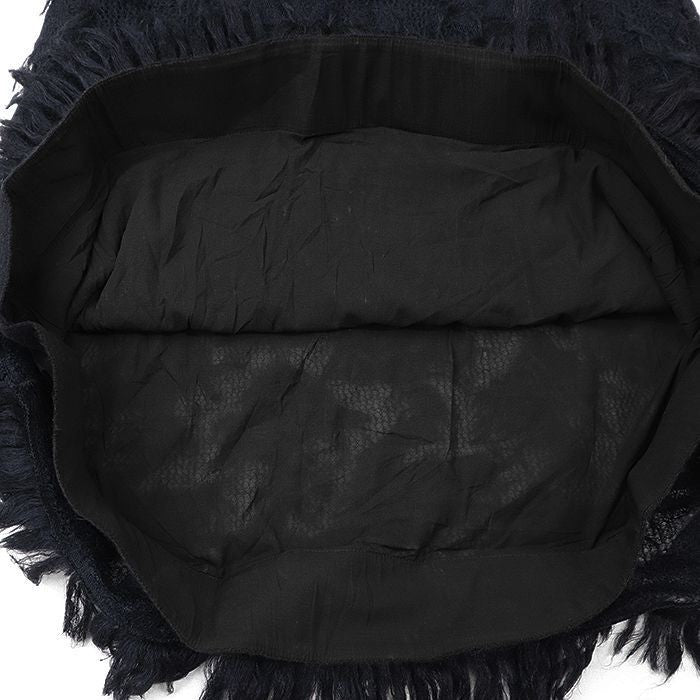 CHANEL 09A P36107 Mohair Fringe Sleeveless Dress Women Size 38 Dark-Navy