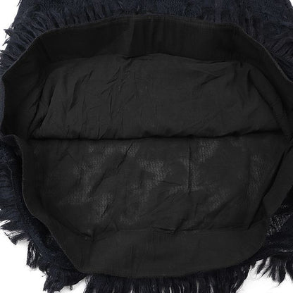 CHANEL 09A P36107 Mohair Fringe Sleeveless Dress Women Size 38 Dark-Navy