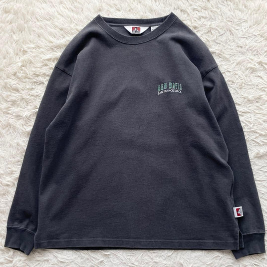 Ben Davis Long Sleeve T-Shirt Arch Logo Embroidery Charcoal Gray Japan