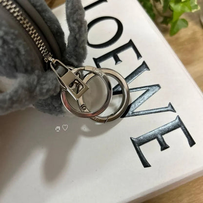 Rare LOEWE Suna Fujita Bunny Charm Coin Purse Shearling Rabbit Key Ring Used JP