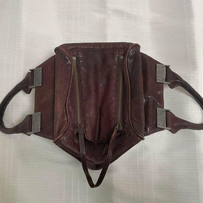 DIESEL Archive 2000s Brown Leather Handbag | Y2K Mode Tote | Vintage Bag JAPAN