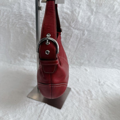 Coach SoHo One Shoulder Leather Bag Bordeaux Red Vintage Bucket Bag Auth