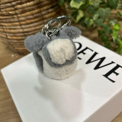 Rare LOEWE Suna Fujita Bunny Charm Coin Purse Shearling Rabbit Key Ring Used JP