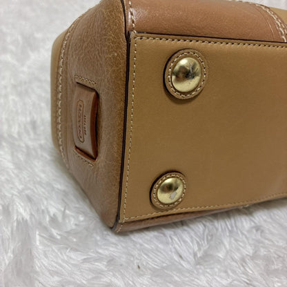 Coach Signature Hamptons Leather Tote Bag Brown Beige Vintage Authentic