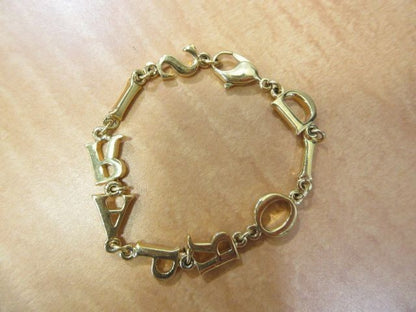 Authentic Christian Dior DIOR PARIS Logo Bracelet Gold Tone GP Vintage Jewelry