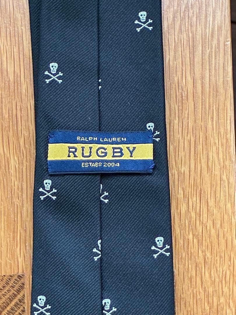 Ralph Lauren Rugby Skull Black Silk Tie Rare Vintage 145cm Luxury japan