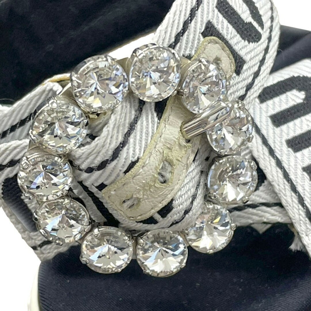 Miu Crystal Bijou Logo Strap Sport Sandals Black 35 1 2 Used MESC-0