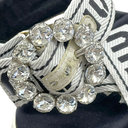 Miu Crystal Bijou Logo Strap Sport Sandals Black 35 1 2 Used MESC-0
