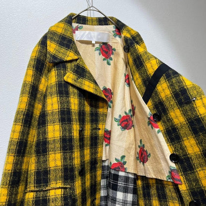 Comme Des Garcons Tao Jacket Tartan check switch coat floral pattern all-over