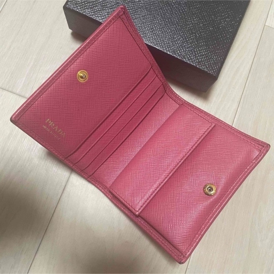 Prada Saffiano Leather Wallet Mini Wallet Pink