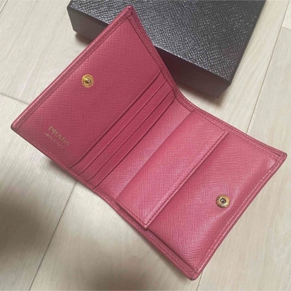 Prada Saffiano Leather Wallet Mini Wallet Pink