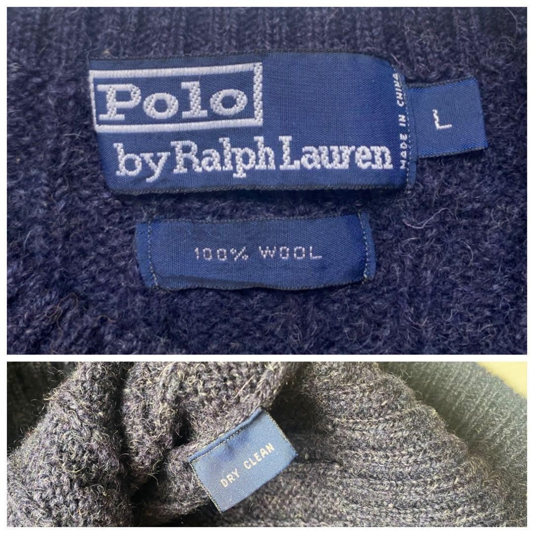 90s POLO BEAR Polo Bear Ralph Lauren Knit Sweater Navy