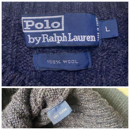 90s POLO BEAR Polo Bear Ralph Lauren Knit Sweater Navy