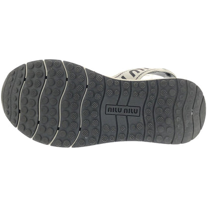 Miu Crystal Bijou Logo Strap Sport Sandals Black 35 1 2 Used MESC-0