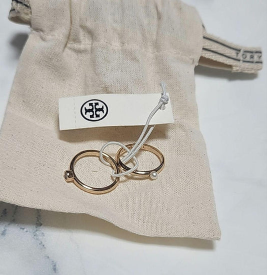 Tory Burch Women Ring Kira Pearl Set Only 2 Types Size 5 Limited Edition VHTF Ra