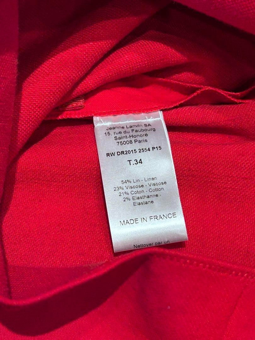 LANVIN Red Ruffle Knee-Length Dress Size 34 Length 35 Inches
