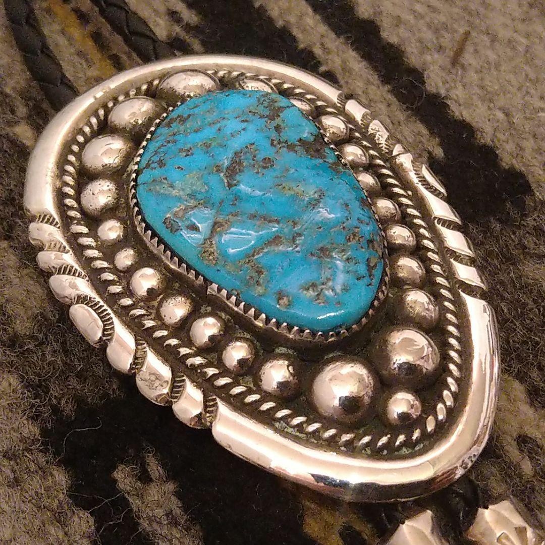 Robert & Bernice Leekya Zuni Vintage Sleeping Beauty Turquoise Bolo Tie