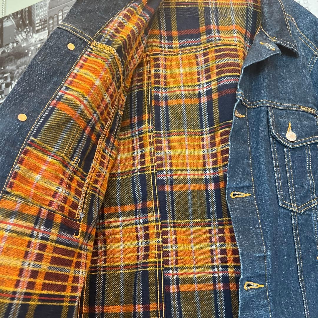 Nudie Jeans Co Indigo Denim Jacket with Check Lining Size M