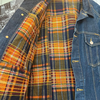 Nudie Jeans Co Indigo Denim Jacket with Check Lining Size M
