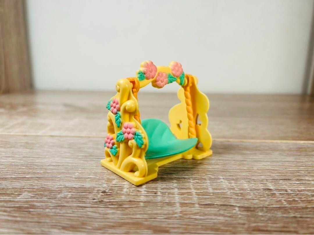 Vintage Rare Sylvanian Families Raccoon and Fairy Set Flower Swing stump