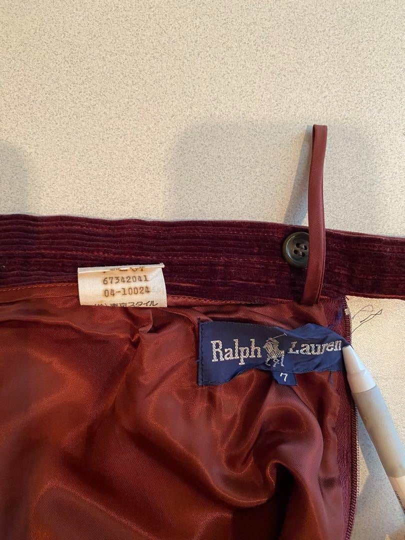 Ralph Lauren Burgundy Corduroy Skirt Size 7 Slit Detail Lined