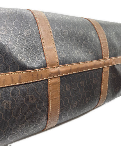 Dior Honeycomb Hand Bag Black Canvas Leather Vintage Authentic