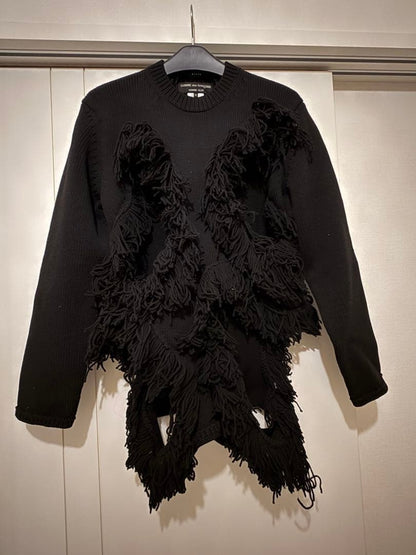 COMME des GARCONS HOMME PLUS 2023AW Fringe Knit Sweater Black M Excellent
