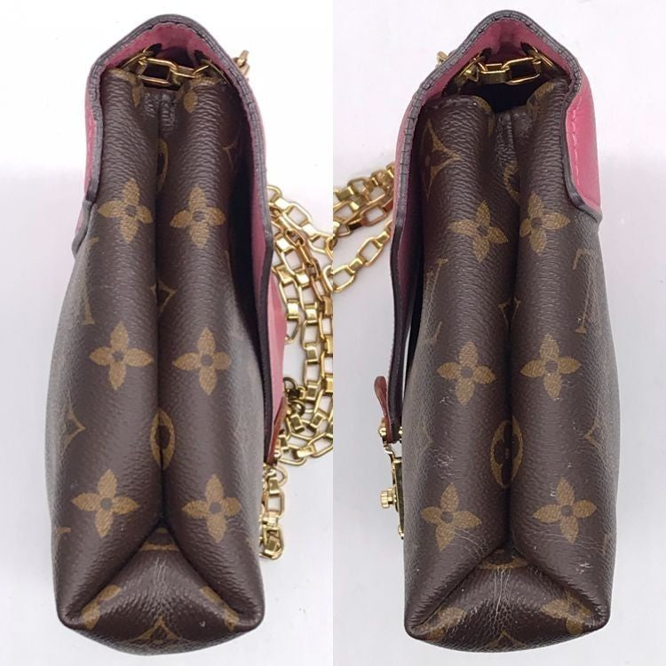 Louis Vuitton Monogram Pallas Chain Shoulder Bag Rose Brown Womens Authentic