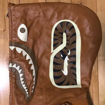 BAPE cowhide leather Shark full zip hoodie jacket A Bathing Ape Size M