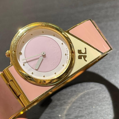 Rare courrèges pink gold gold watch good bangle