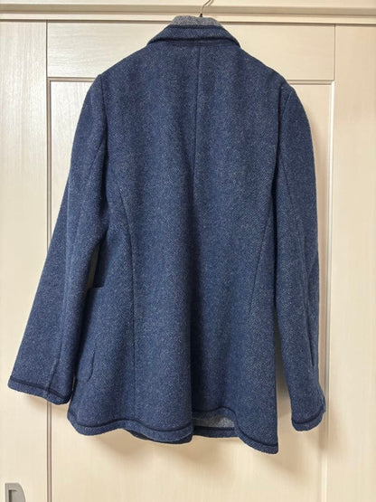 Missoni Women XL Navy Double Breasted Pea Coat 46 Luxury Unique Elegant Italian