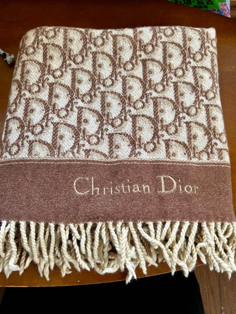 Christian Dior Trotter Pattern Blanket Brown Beige Logo Fringed Luxury brand