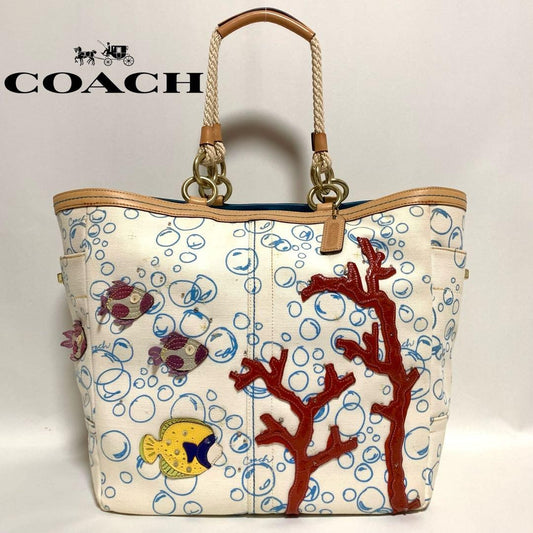 Rare COACH tote bag marine motif A4 storage large capacity bag