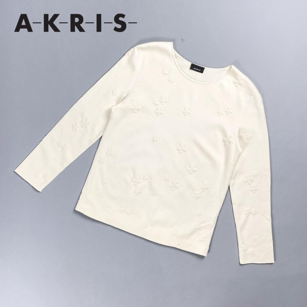 AKRIS Silk Floral Knit Sweater Embroidery White Size 40 - Excellent