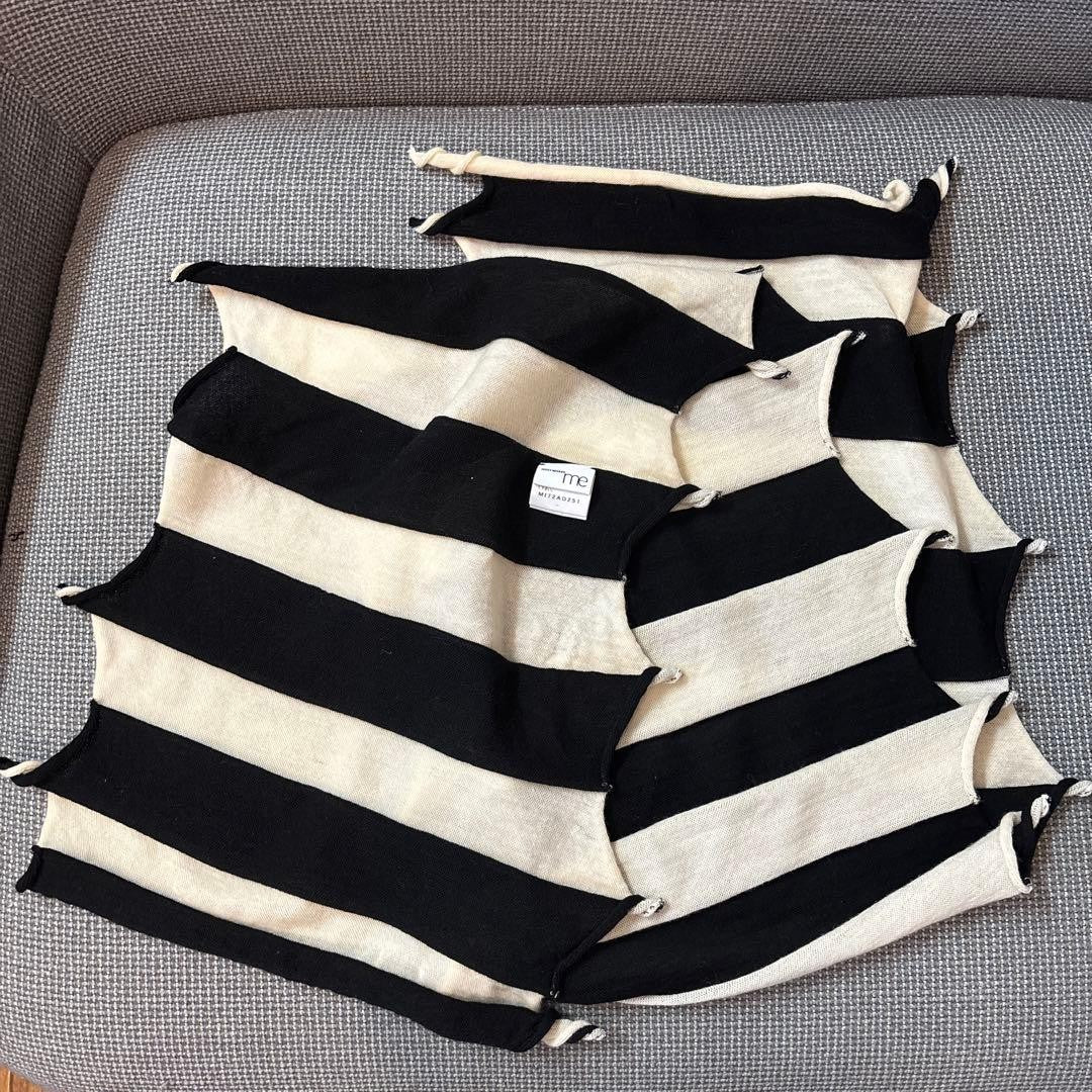 ISSEY MIYAKE me M172AD251 Stripe Fringe Knit Black White Used 1–2x Excellent