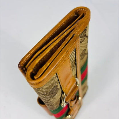 Gucci Long Wallet GG Hose bits Sherry Line Canvas Brown Authentic