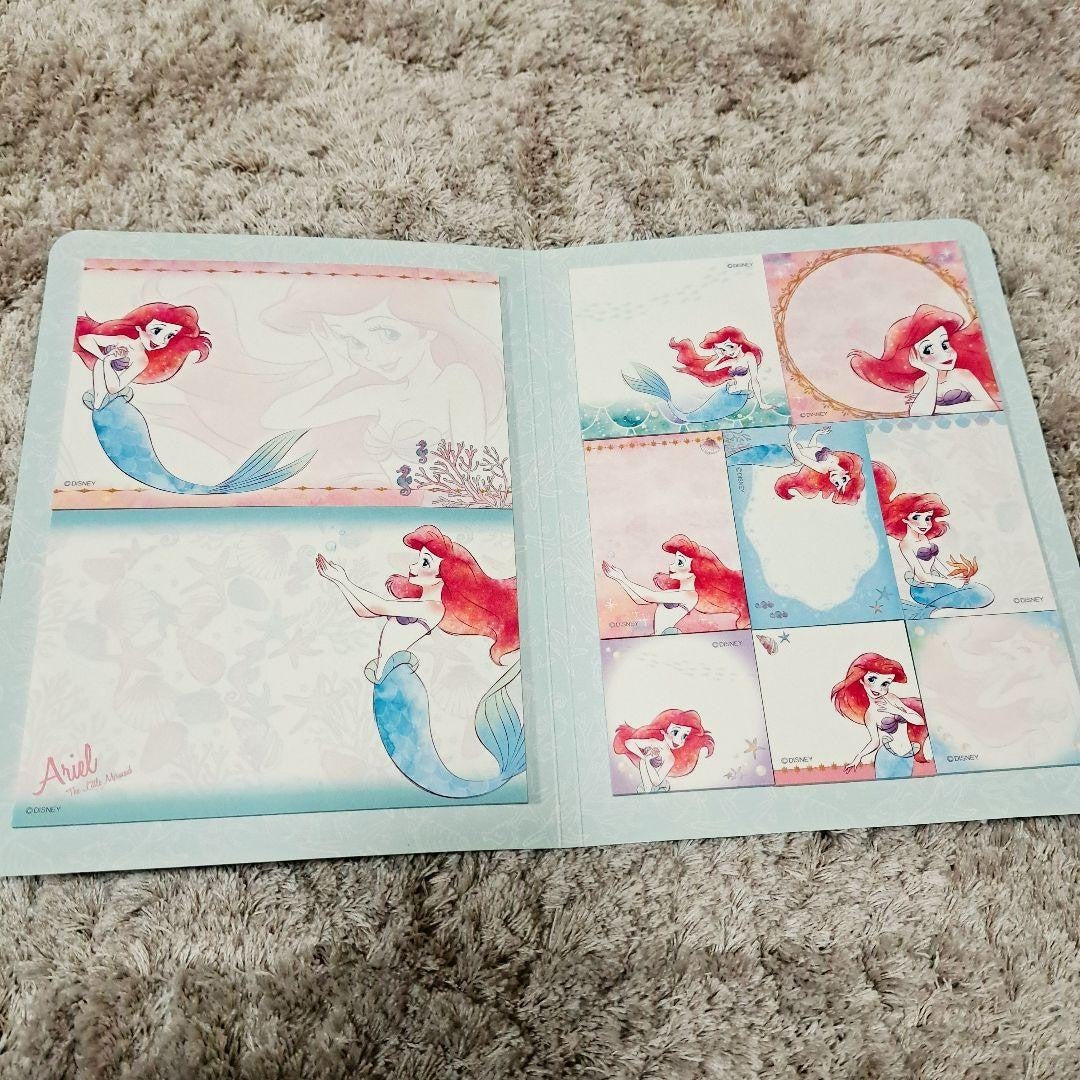 Disney Little Mermaid Ariel Sticky Notes with Case Princess Stationery Set New