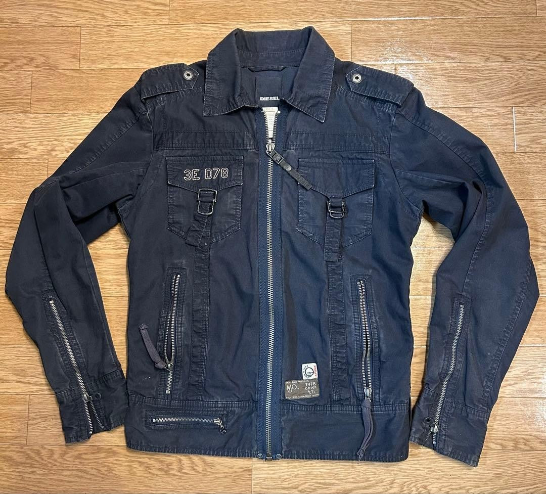 Diesel Men S Military Black Jacket Blue Panther Luxury Casual Italian Fashion