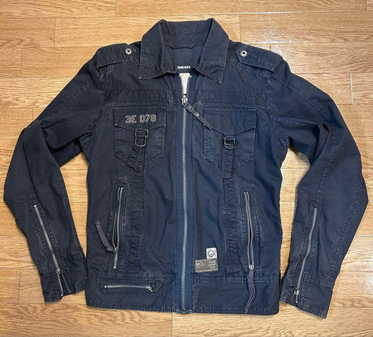 Diesel Men S Military Black Jacket Blue Panther Luxury Casual Italian Fashion