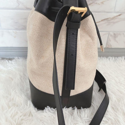 PARIS/64 Mini Leather Rafia Black Shoulder Bag Vintage Authentic Lightweight