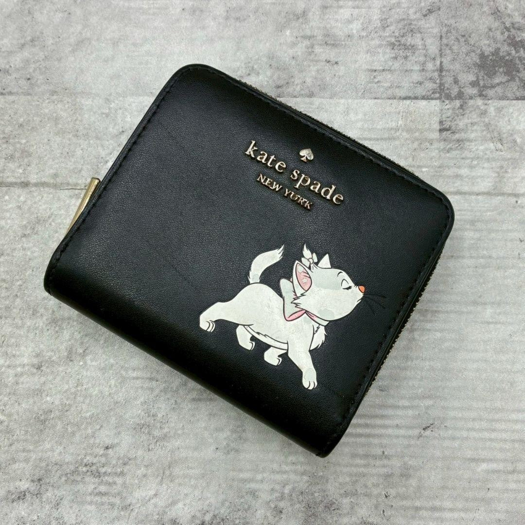 Kate Spade x Disney Aristocats Marie Cat Mini Wallet Black Used From Japan